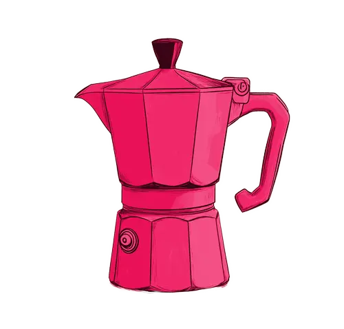 Pinker Espressokocher – das Markenzeichen des kate Cafés